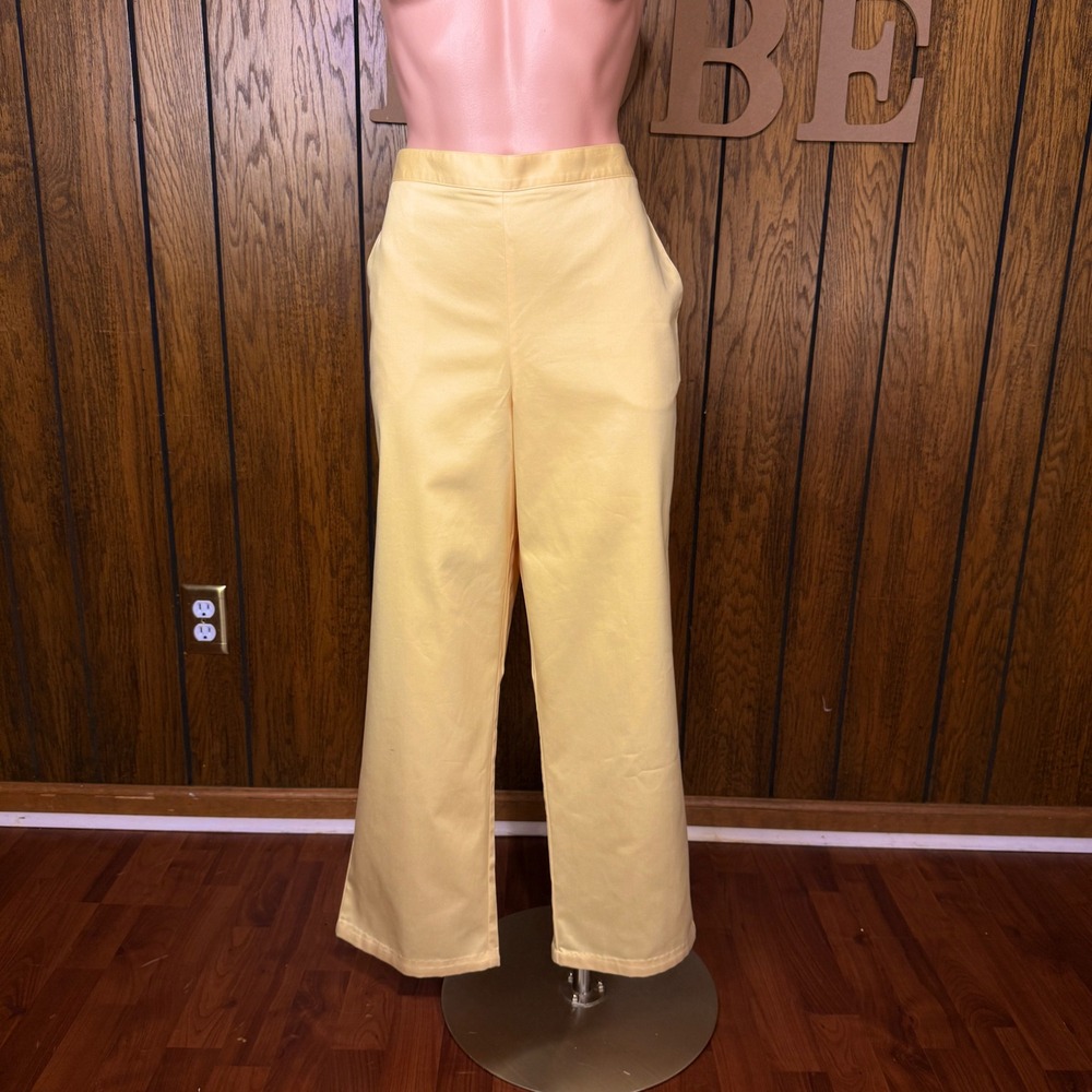 Butter Yellow Wide Leg Pants Alfred Dunner Women 12 High Rise Coastal Clean Girl